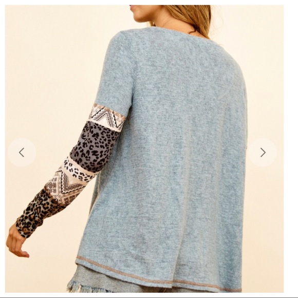 Bohemian Print Fabulous long contrast detail sleeves perfect top - Picture 4 of 4